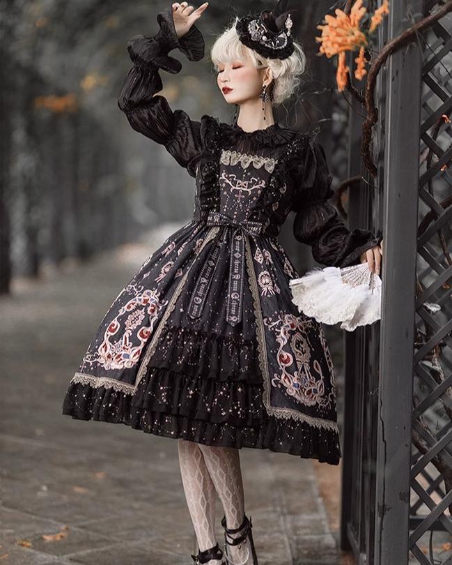 Cheese Cocoa - Star Drop Ceremony - Elegant Lolita JSK Printing Open Front Dress and Blouse Set - Image 10