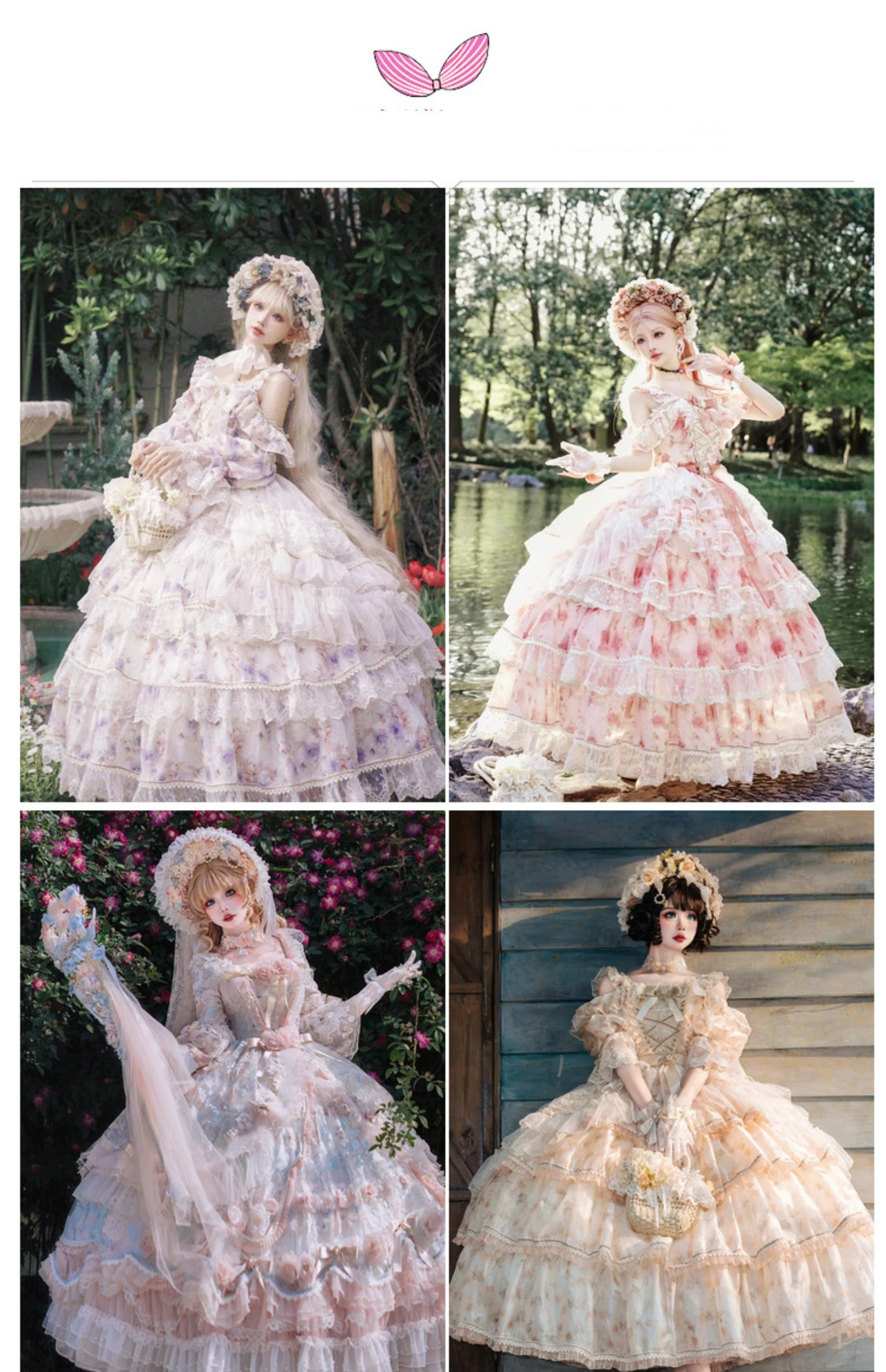 Rose Letter - Gorgeous Lolita JSK Princess Dress Chiffon Floral Printed Blue Dress - Image 16