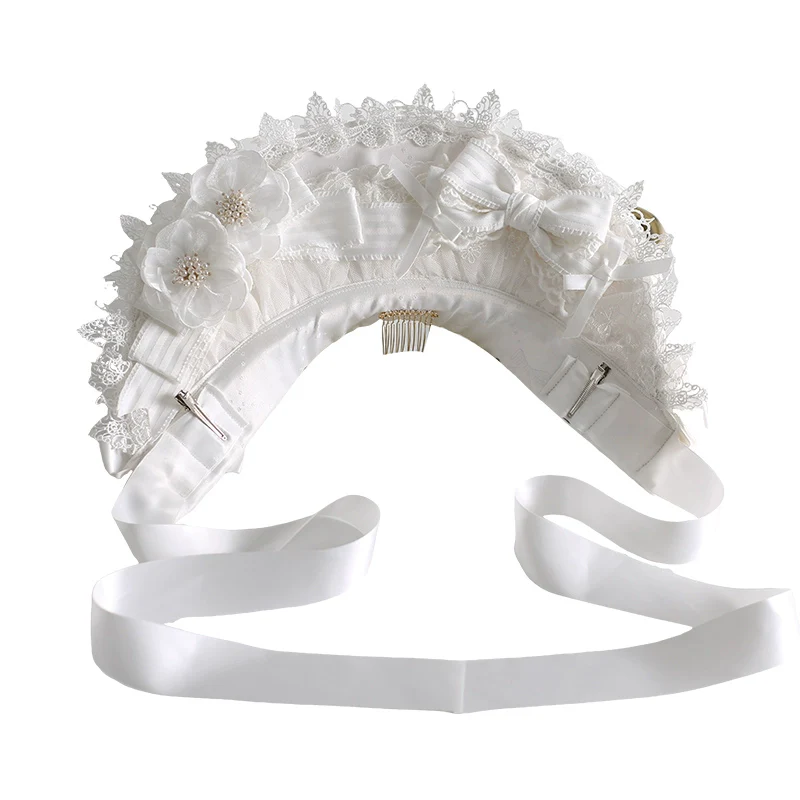 Xiaogui - Classic Lolita Lace Headdress Pure White Lolita Head Accessory - Image 10