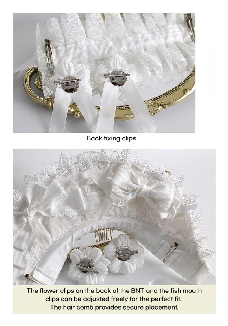 Xiaogui - Classic Lolita Lace Headdress Pure White Lolita Head Accessory - Image 13