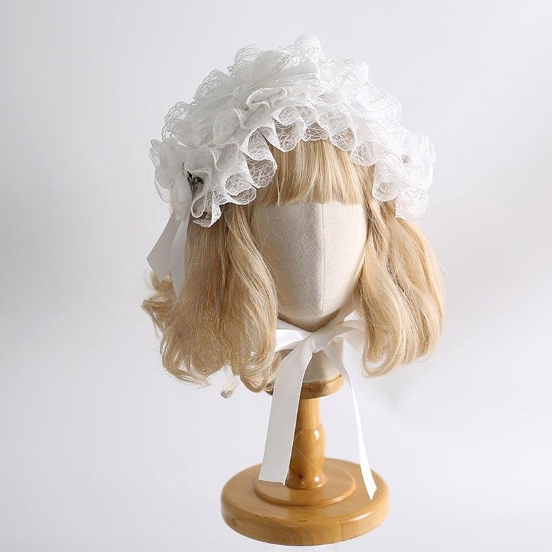 Xiaogui - Classic Lolita Lace Headdress Pure White Lolita Head Accessory - Image 6