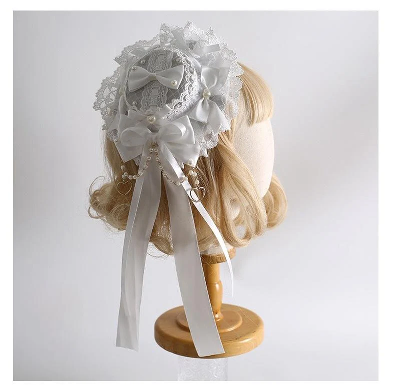 Xiaogui - Classic Lolita Lace Headdress Pure White Lolita Head Accessory - Image 7