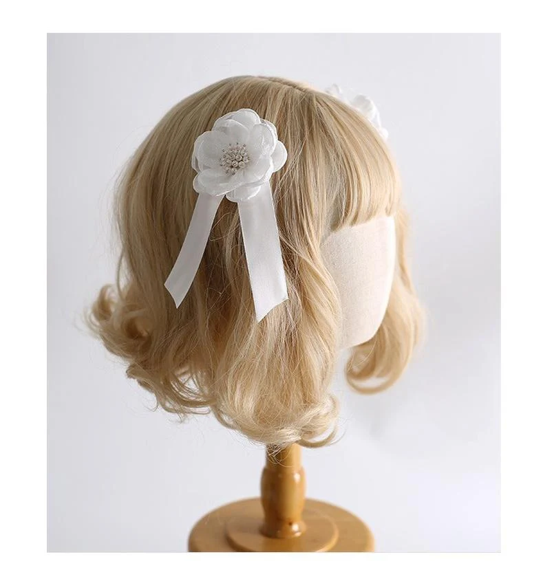 Xiaogui - Classic Lolita Lace Headdress Pure White Lolita Head Accessory - Image 8