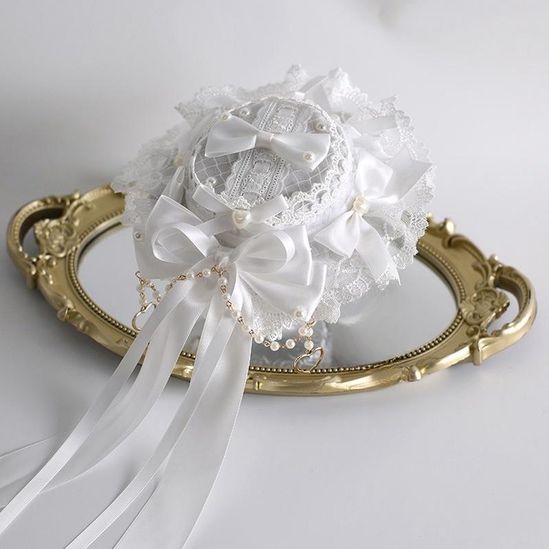 Xiaogui - Classic Lolita Lace Headdress Pure White Lolita Head Accessory - Image 9