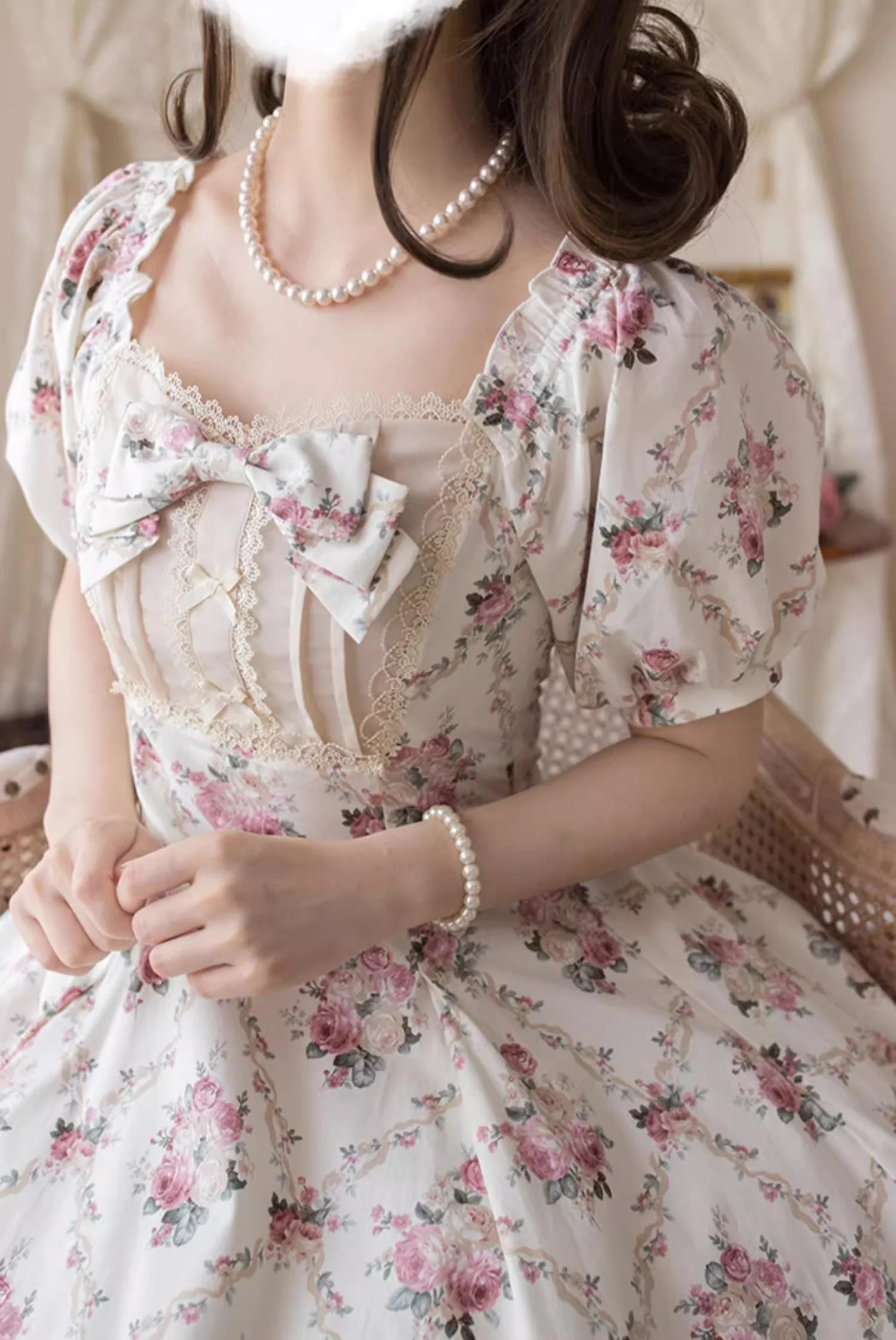 Pastoral Poem - Elegant Lolita OP Dress Floral Print 6-Piece Cut Lolita Dress - Image 23