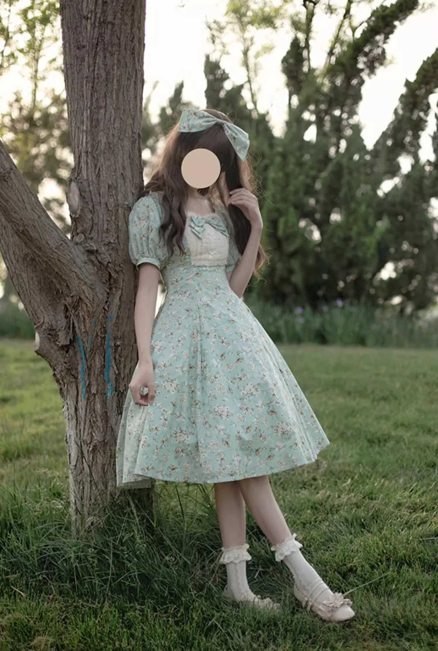 Pastoral Poem - Elegant Lolita OP Dress Floral Print 6-Piece Cut Lolita Dress - Image 3