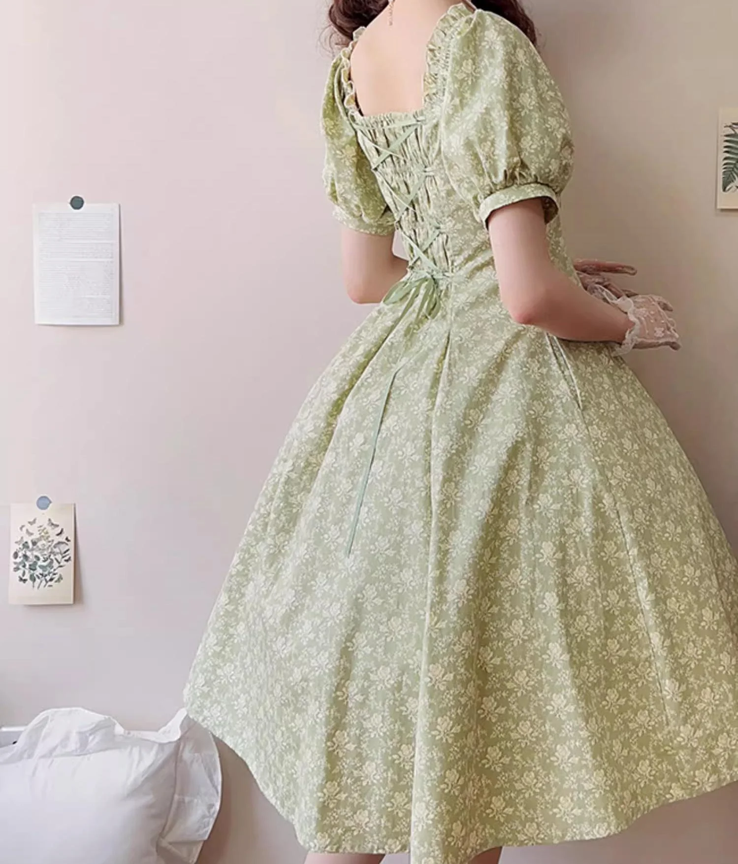 Pastoral Poem - Elegant Lolita OP Dress Floral Print 6-Piece Cut Lolita Dress - Image 8