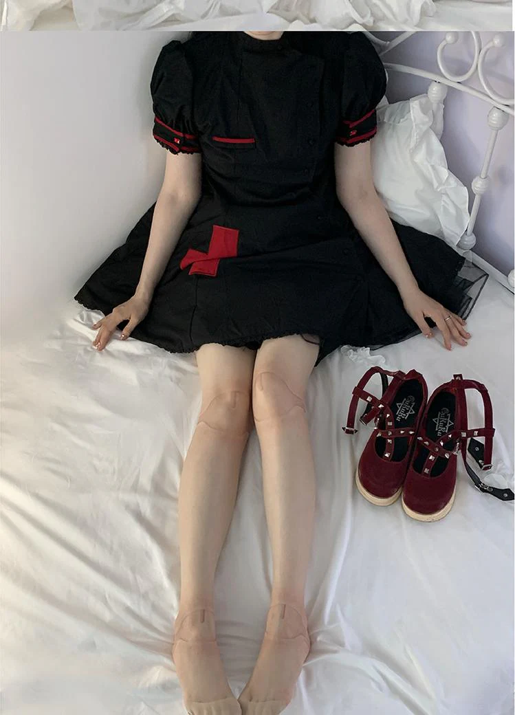 Sweet Lolita Pantyhose, Joint Print Light Stockings - Image 3