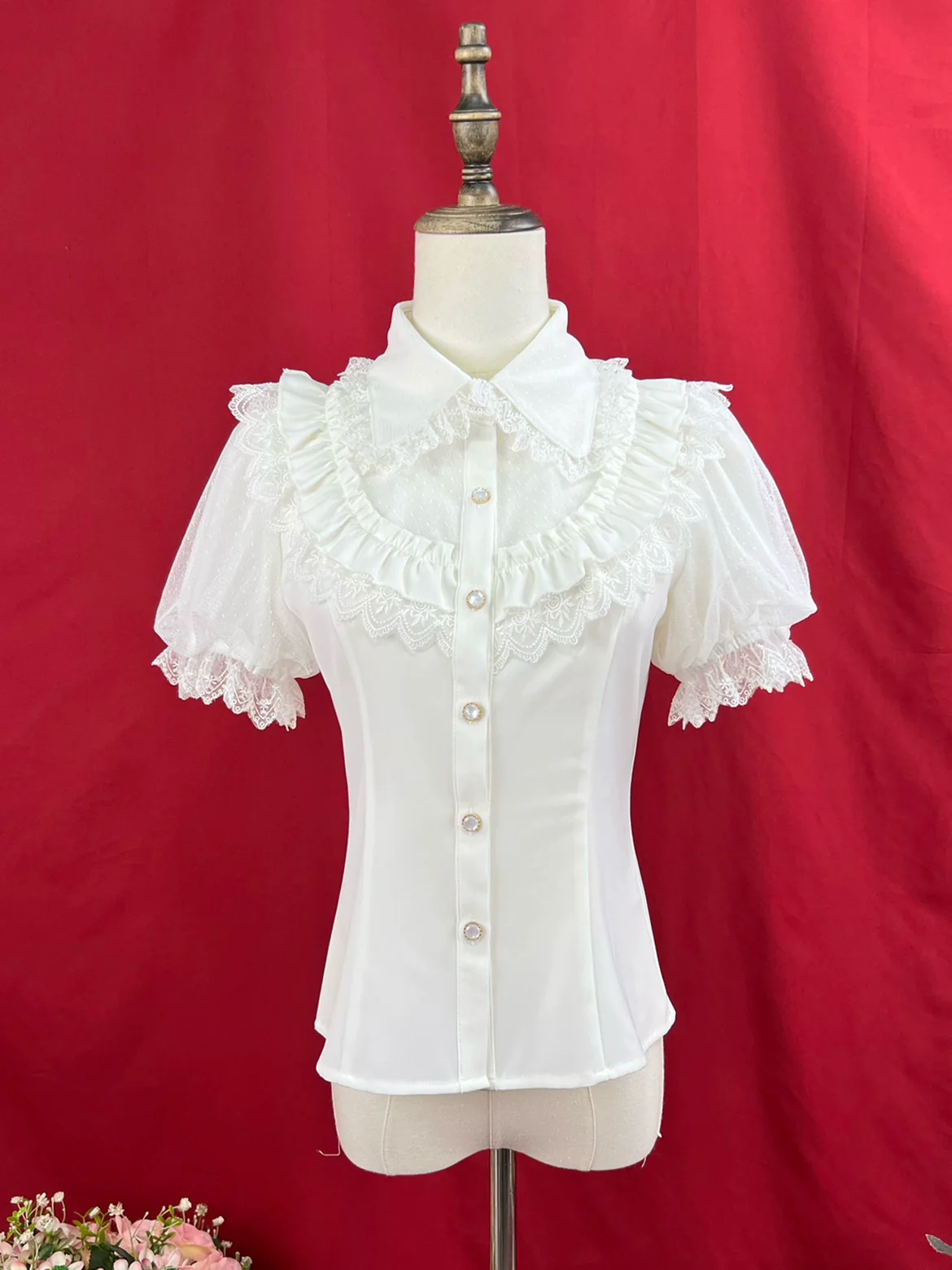 Sweet Lolita Shirt Peter Pan Collar Blouse Detachable Sleeves - Image 6