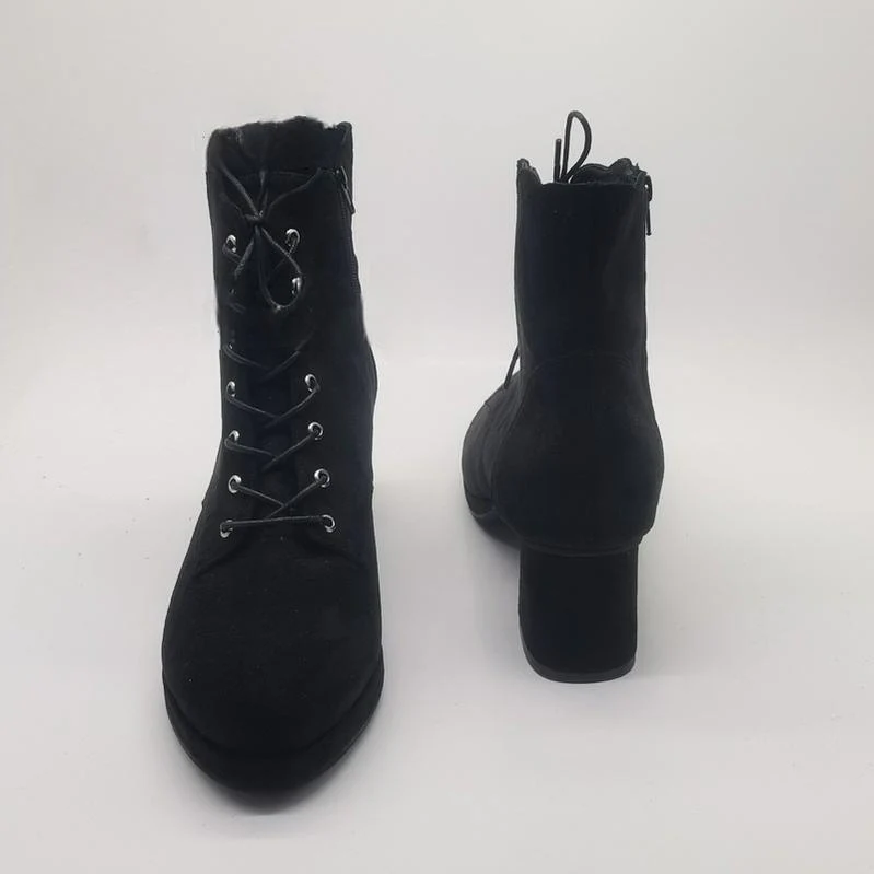 Antaina - Retro Lolita Shoes High Heel Suede Shoes Petal Shaped Topline Customized - Image 7
