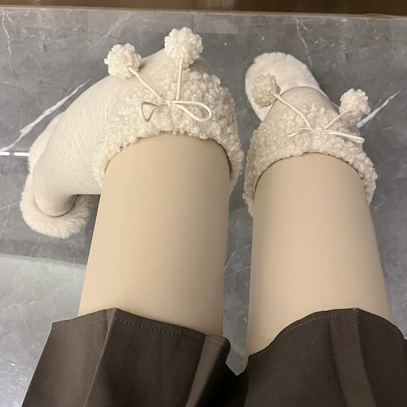 Hua Nai cat - Kawaii Winter Lolita Stockings Fuzzy Trim Furball Over-knee Socks - Image 11