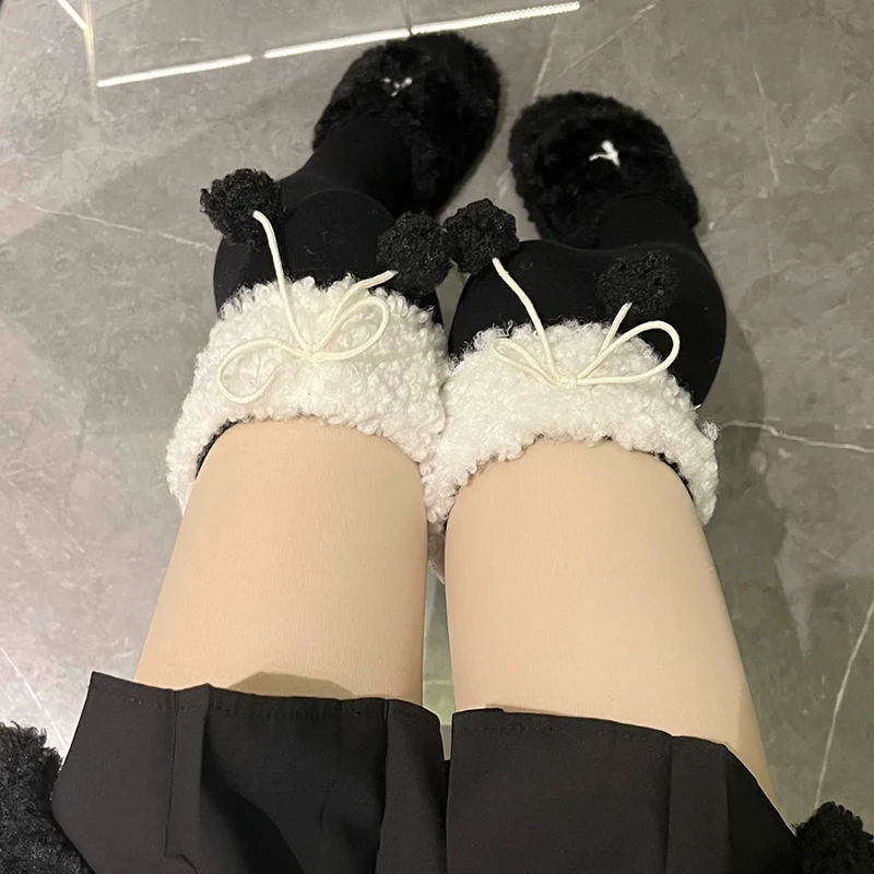 Hua Nai cat - Kawaii Winter Lolita Stockings Fuzzy Trim Furball Over-knee Socks - Image 15