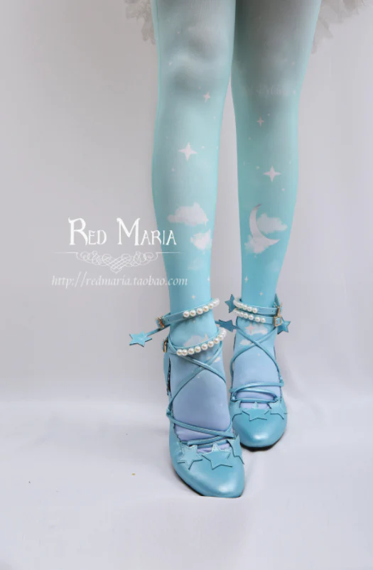 Red Maria - Gradient Starry 80D Velvet Lolita Tights - Image 11