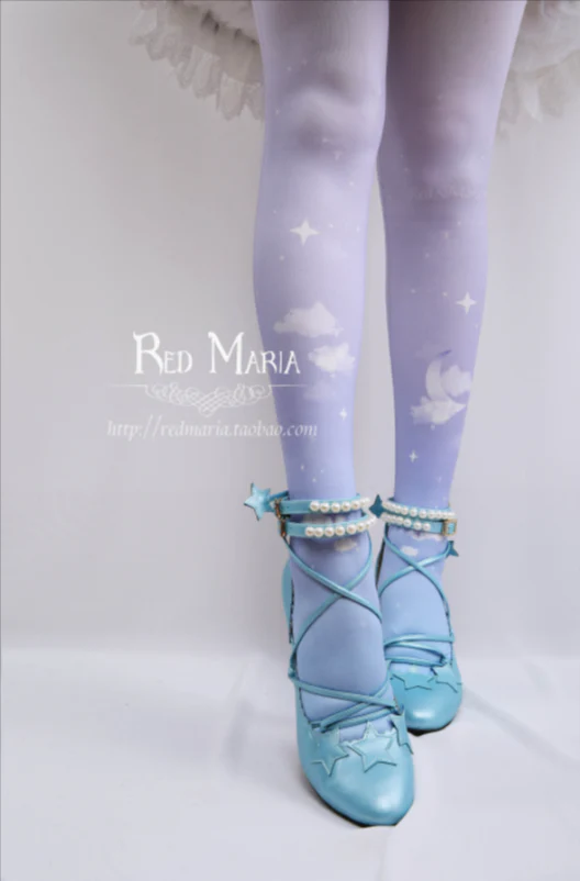 Red Maria - Gradient Starry 80D Velvet Lolita Tights - Image 12