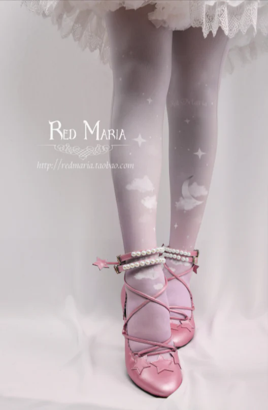 Red Maria - Gradient Starry 80D Velvet Lolita Tights - Image 13