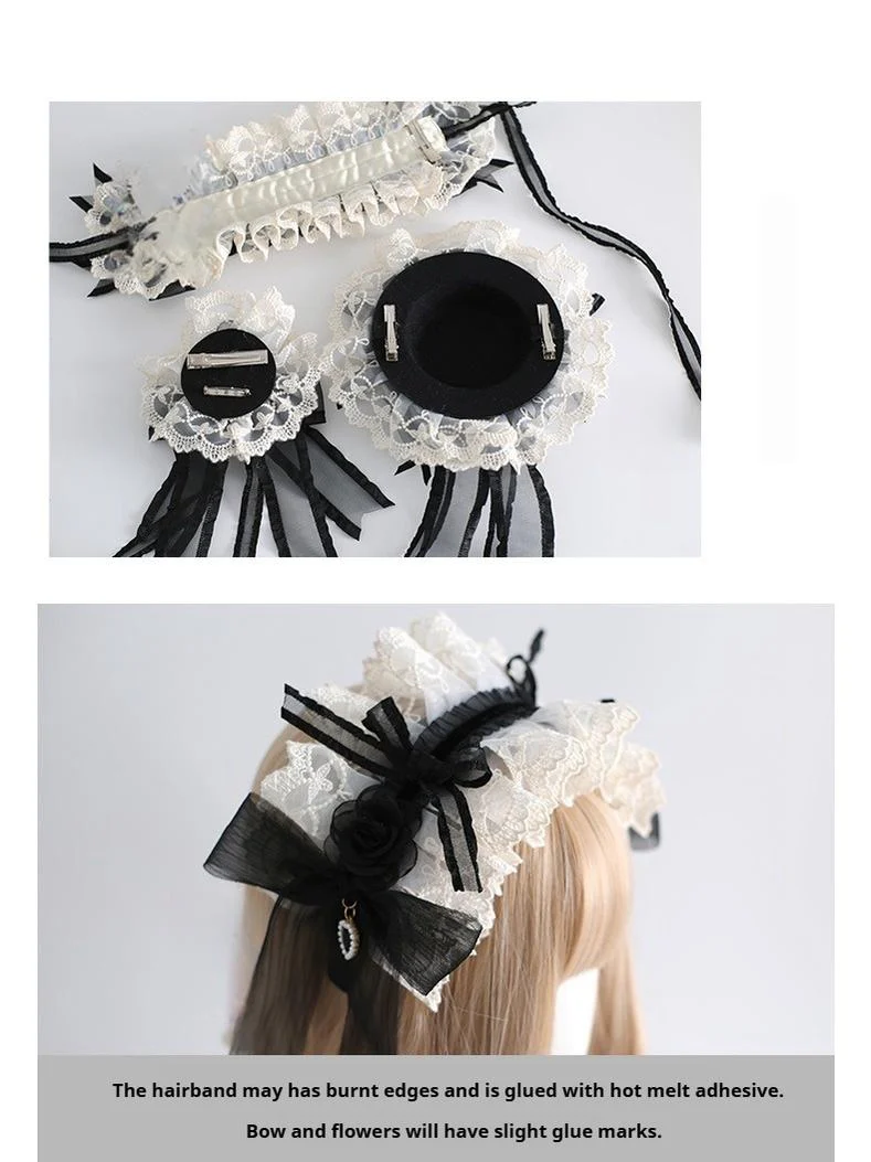 Xiaogui - Maid Lolita Hairband Doll Lolita Cuffs and Top Hat - Image 10
