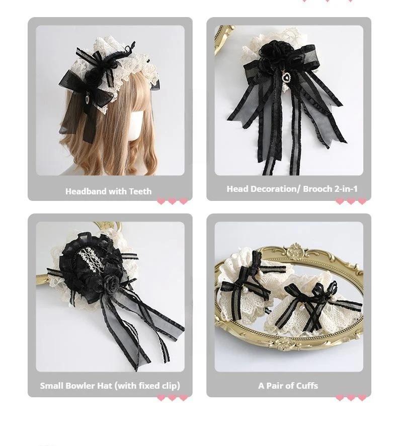 Xiaogui - Maid Lolita Hairband Doll Lolita Cuffs and Top Hat - Image 11