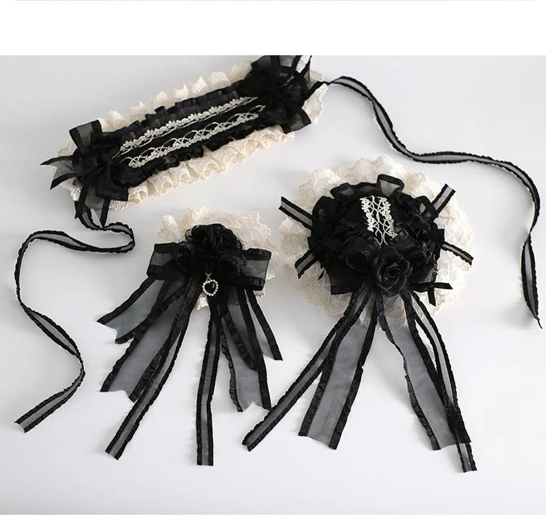Xiaogui - Maid Lolita Hairband Doll Lolita Cuffs and Top Hat - Image 5