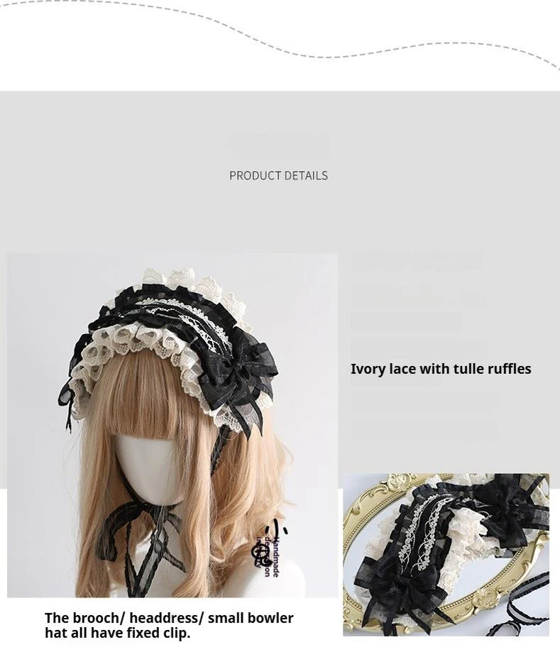 Xiaogui - Maid Lolita Hairband Doll Lolita Cuffs and Top Hat - Image 8