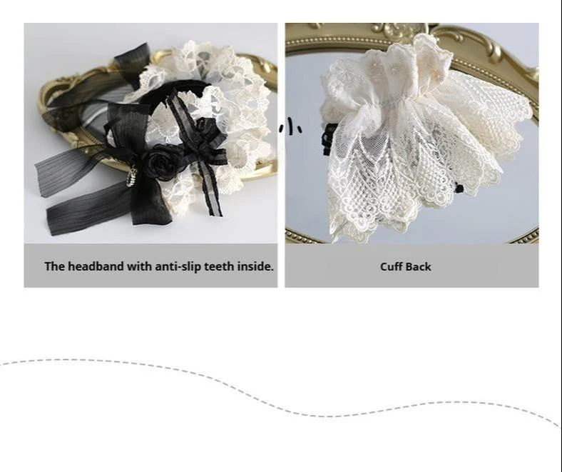 Xiaogui - Maid Lolita Hairband Doll Lolita Cuffs and Top Hat - Image 9