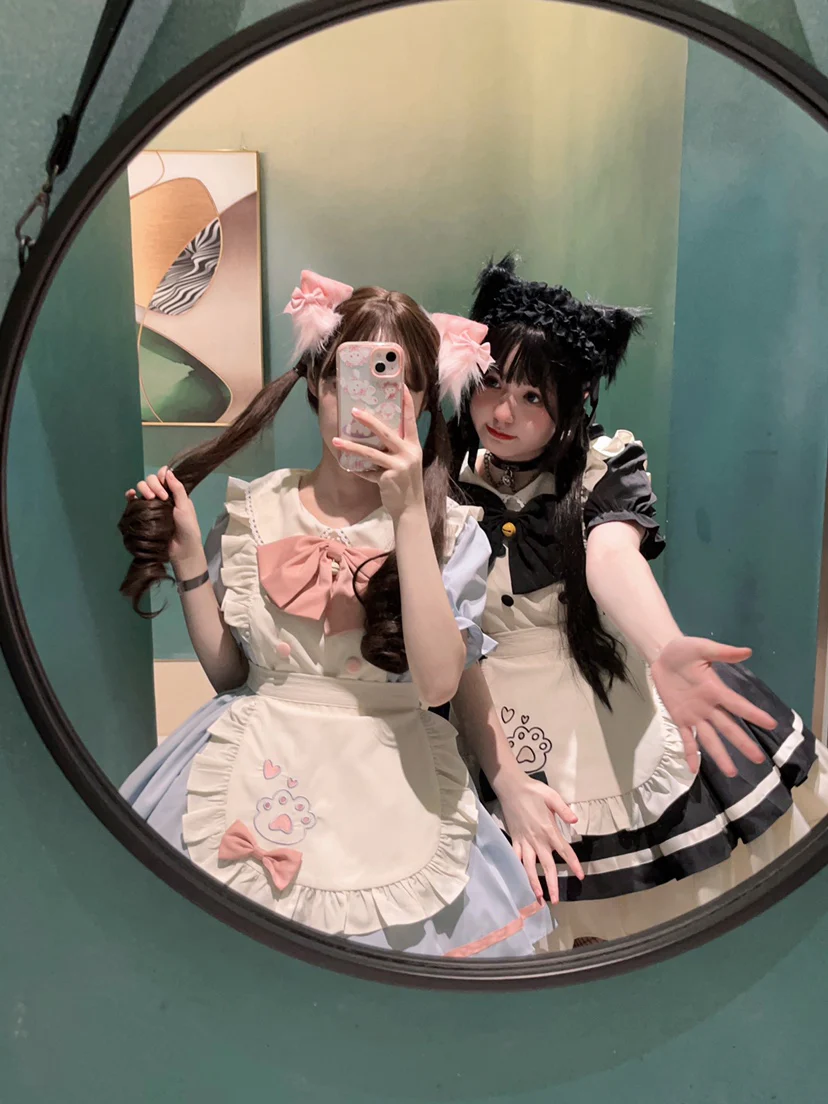 Qianmu - Cat Cafe - Maid Lolita OP dress with Detachable Bow and Apron - Image 11