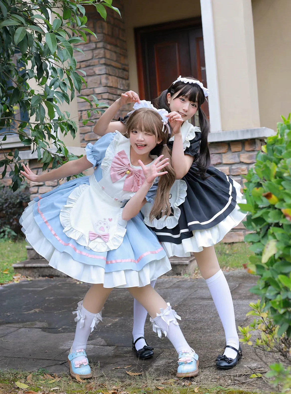Qianmu - Cat Cafe - Maid Lolita OP dress with Detachable Bow and Apron - Image 3