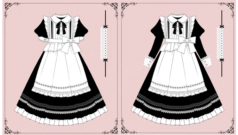 Maid Lolita Puff Sleeve Black Dress - Image 24