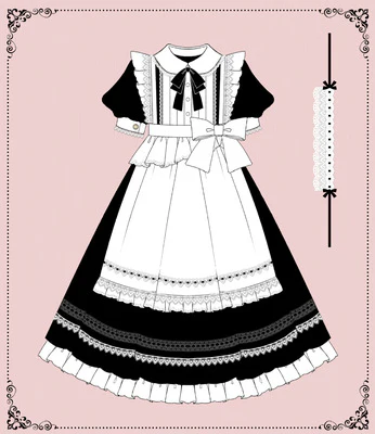 Maid Lolita Puff Sleeve Black Dress - Image 25
