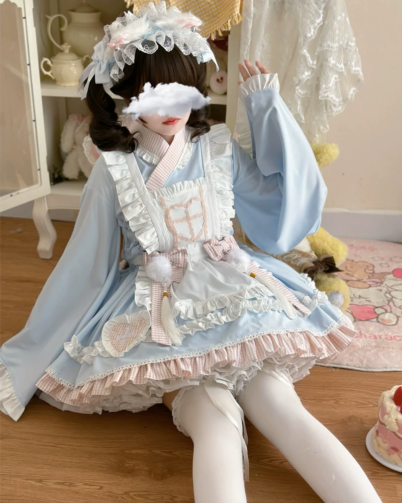 Hanguliang - Sweet Meow Nurse - Maid Lolita Skirt Set Kawaii Lolita Dress - Image 13