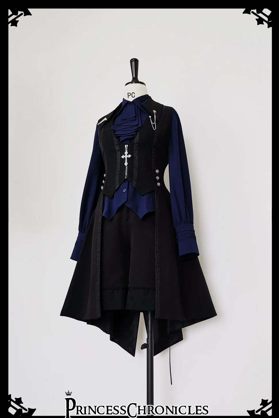 Black and Blue - Male Lolita Ouji Swallowtail Vest - Image 6