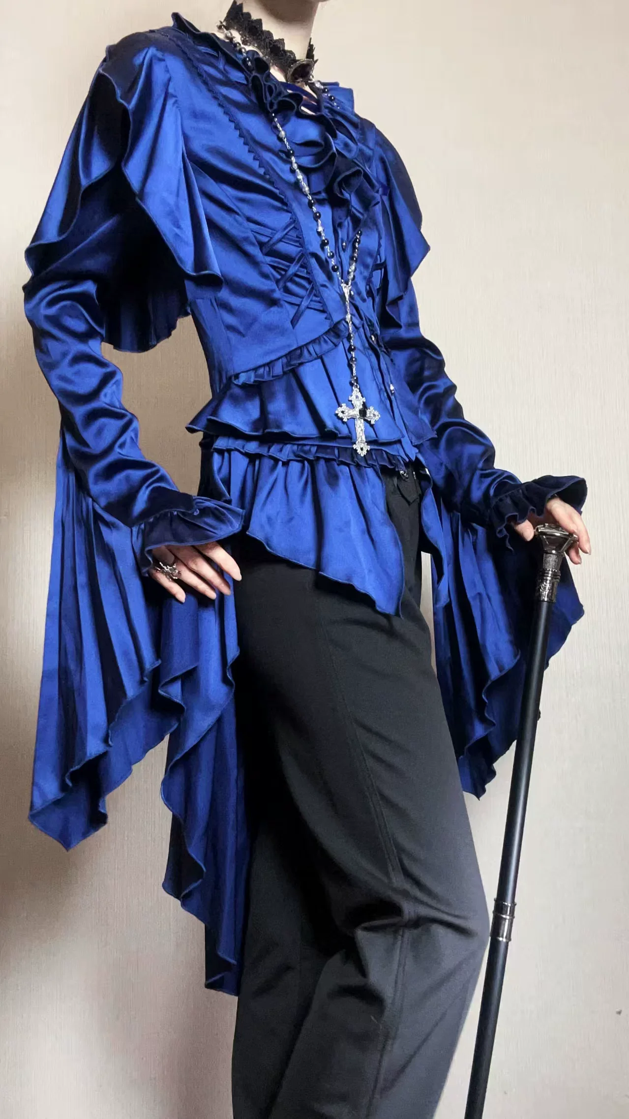 Abyssal Echo - Mermaid Inspired Ouji Lolita Shirt & Side Zipper SK Dress - Image 33