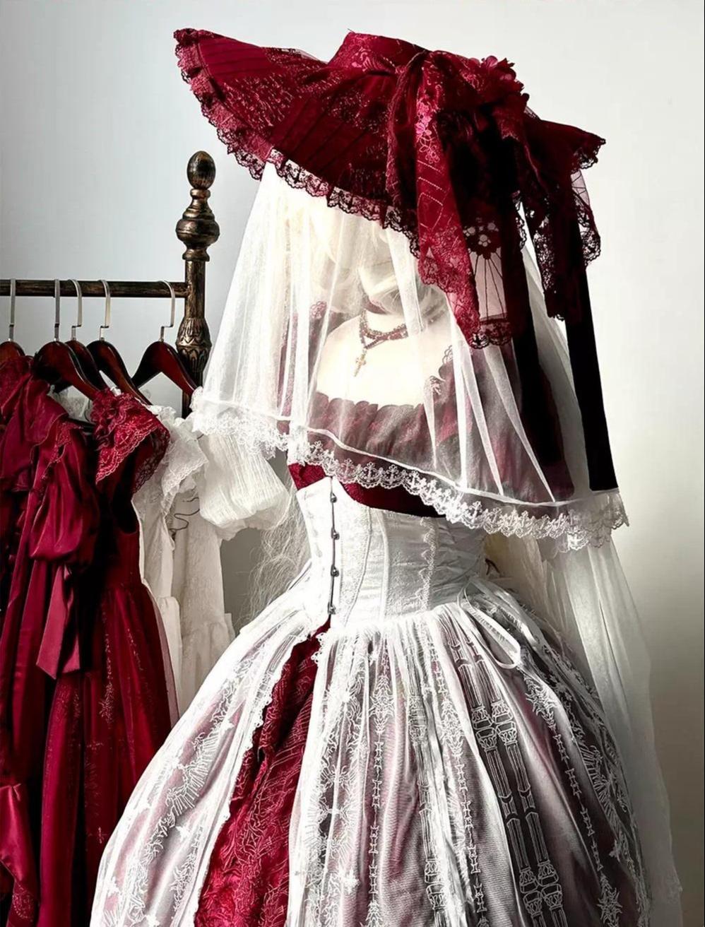 Dragon Bone Cemetery - Mesh Gothic Lolita Skirt, Boning Corset - Image 5