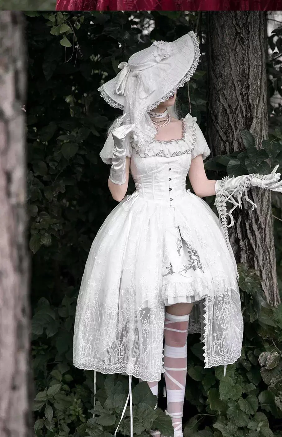 Dragon Bone Cemetery - Mesh Gothic Lolita Skirt, Boning Corset - Image 7