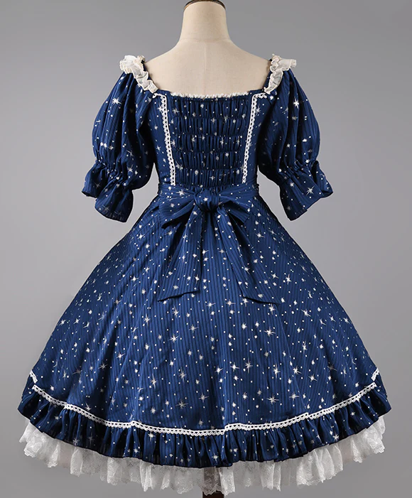 Midsummer Star - Silver Foil Printing Lolita OP Dress - Image 14