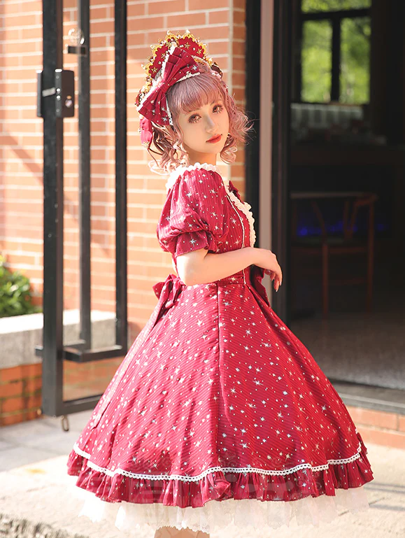 Midsummer Star - Silver Foil Printing Lolita OP Dress - Image 17