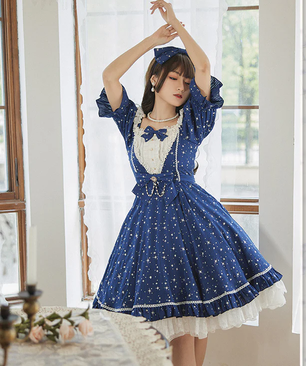 Midsummer Star - Silver Foil Printing Lolita OP Dress - Image 19