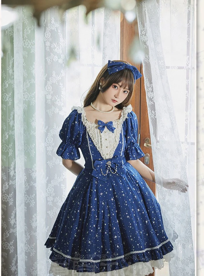 Midsummer Star - Silver Foil Printing Lolita OP Dress - Image 20