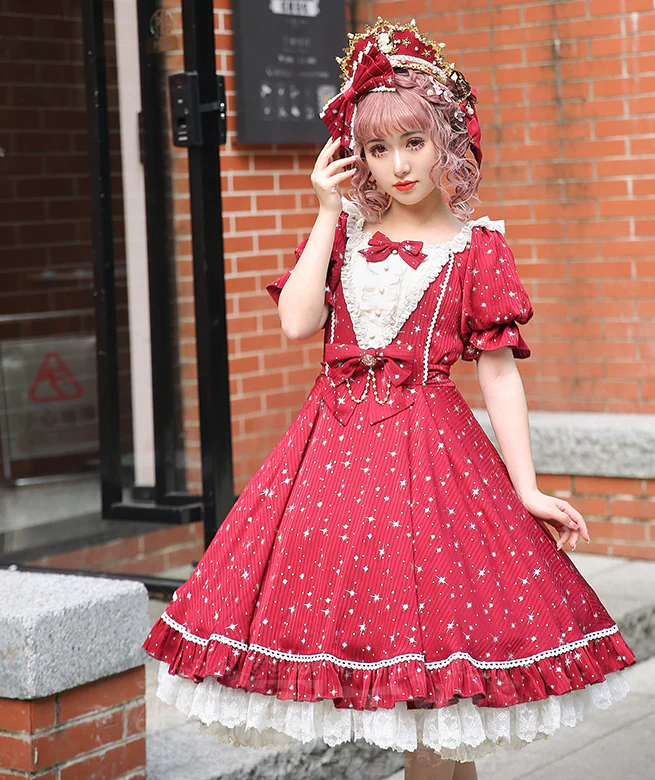 Midsummer Star - Silver Foil Printing Lolita OP Dress - Image 4