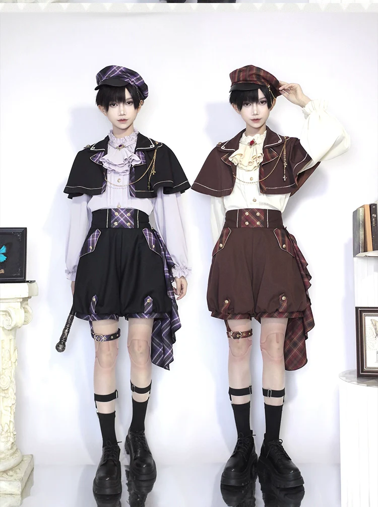 Queen's Game - Military Lolita OP, Ouji Plaid Lolita Dress Set - Image 13