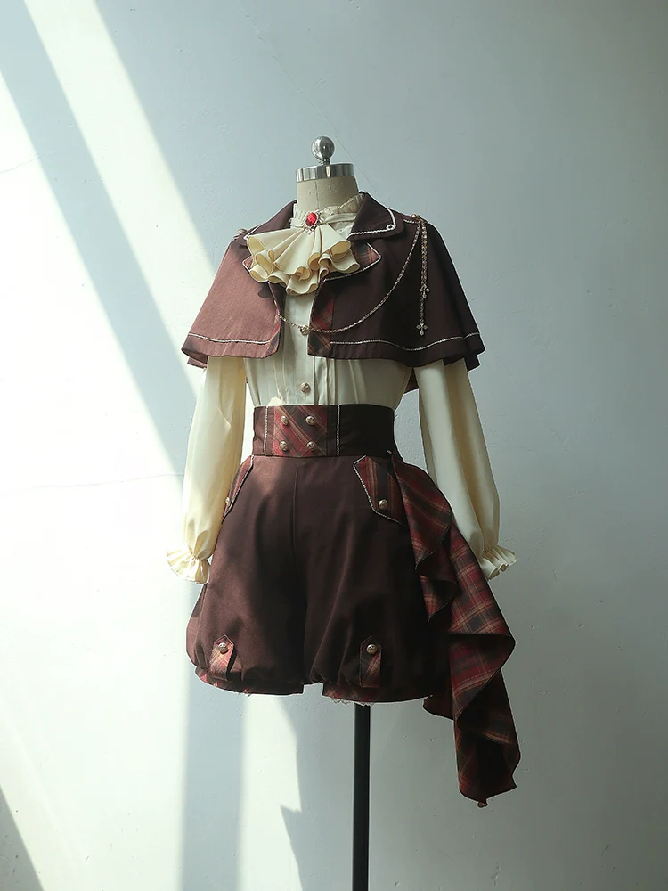 Queen's Game - Military Lolita OP, Ouji Plaid Lolita Dress Set - Image 29