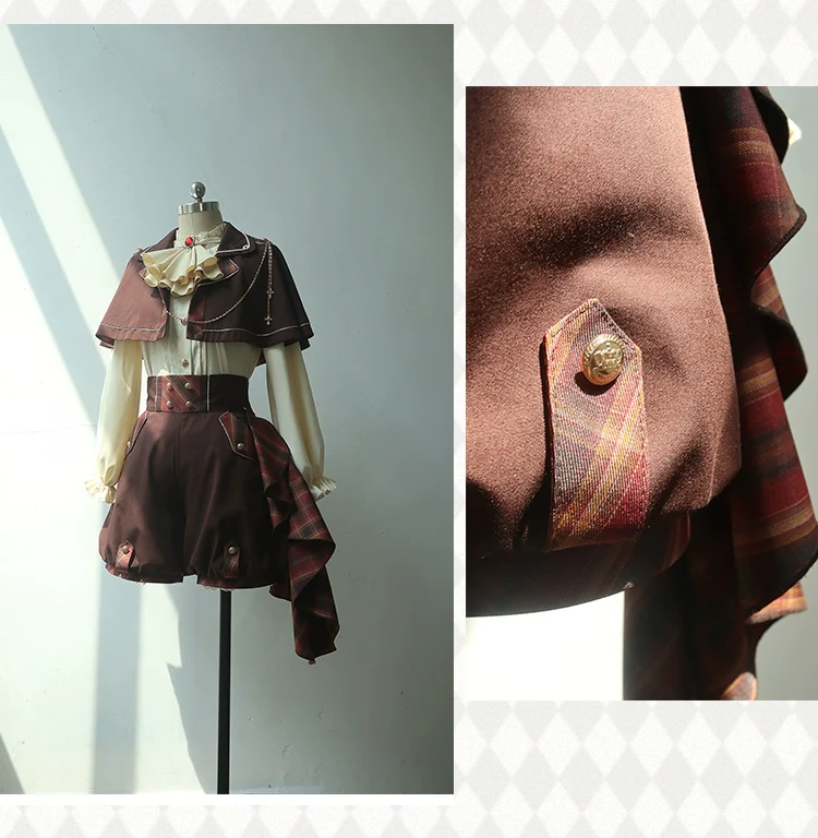Queen's Game - Military Lolita OP, Ouji Plaid Lolita Dress Set - Image 31