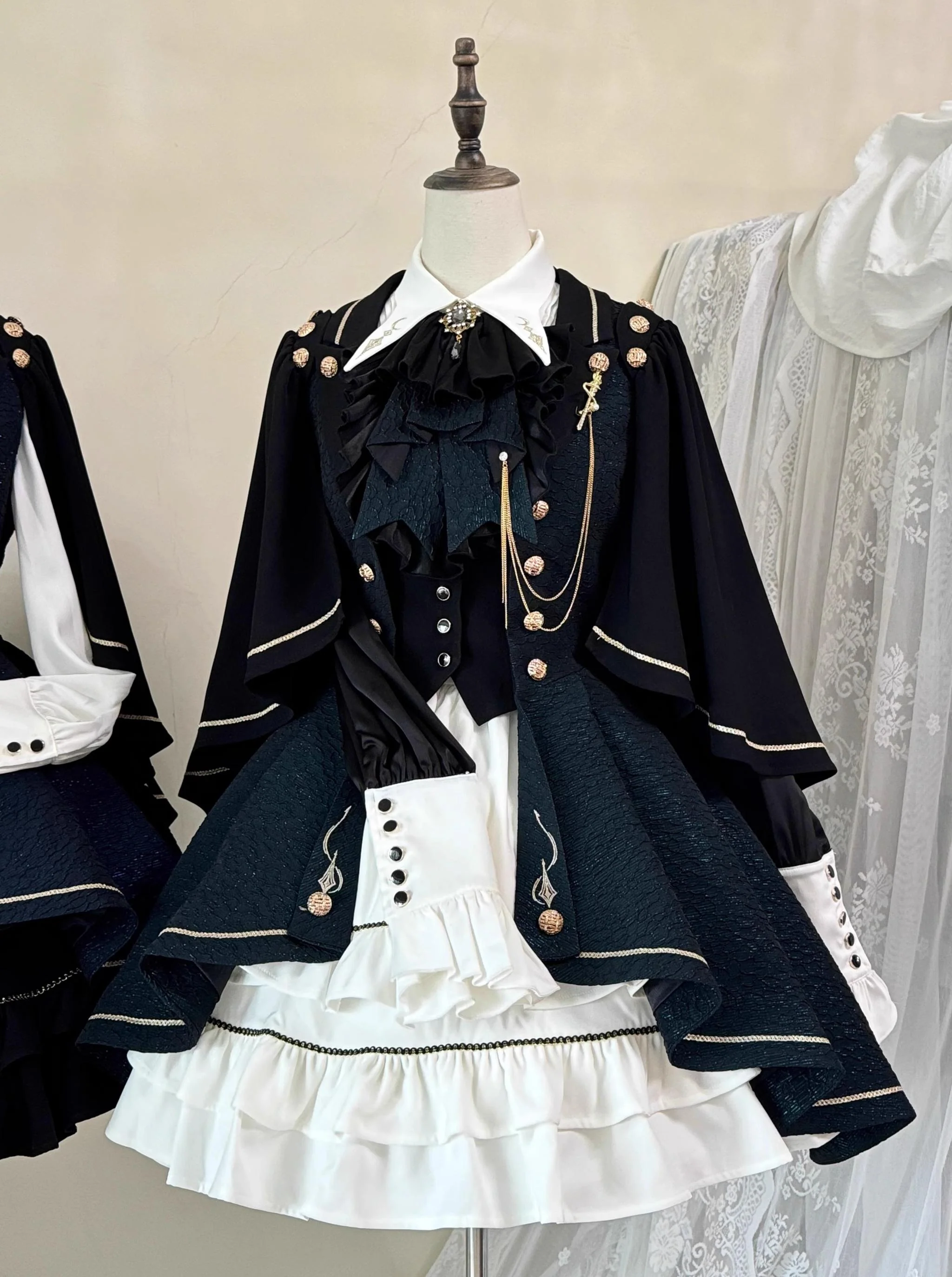 SilentMars - Fallen Moon Rule - Military Lolita Shirt Set Retro Knight Style Blouse - Image 18