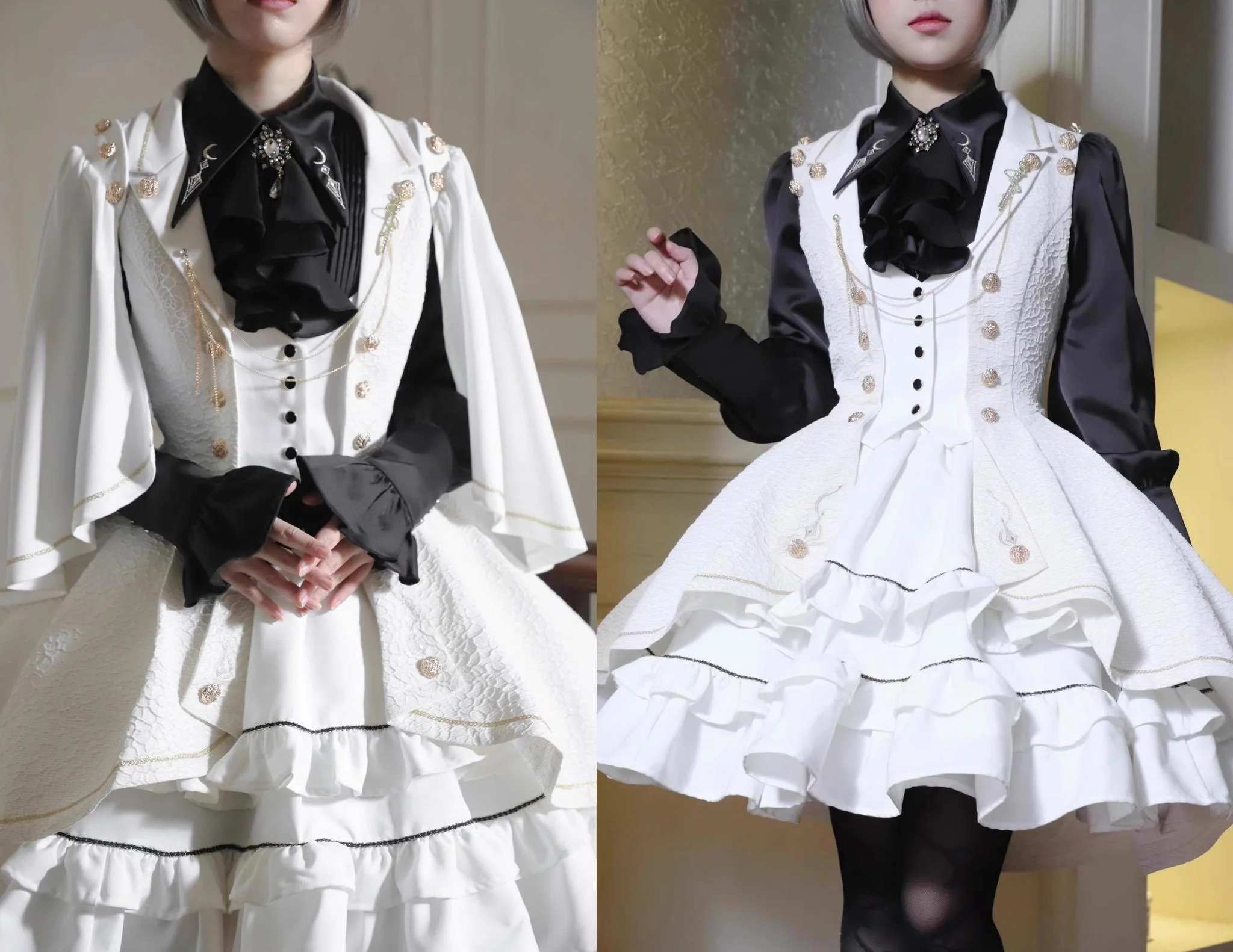 SilentMars - Fallen Moon Rule - Military Lolita Shirt Set Retro Knight Style Blouse - Image 23