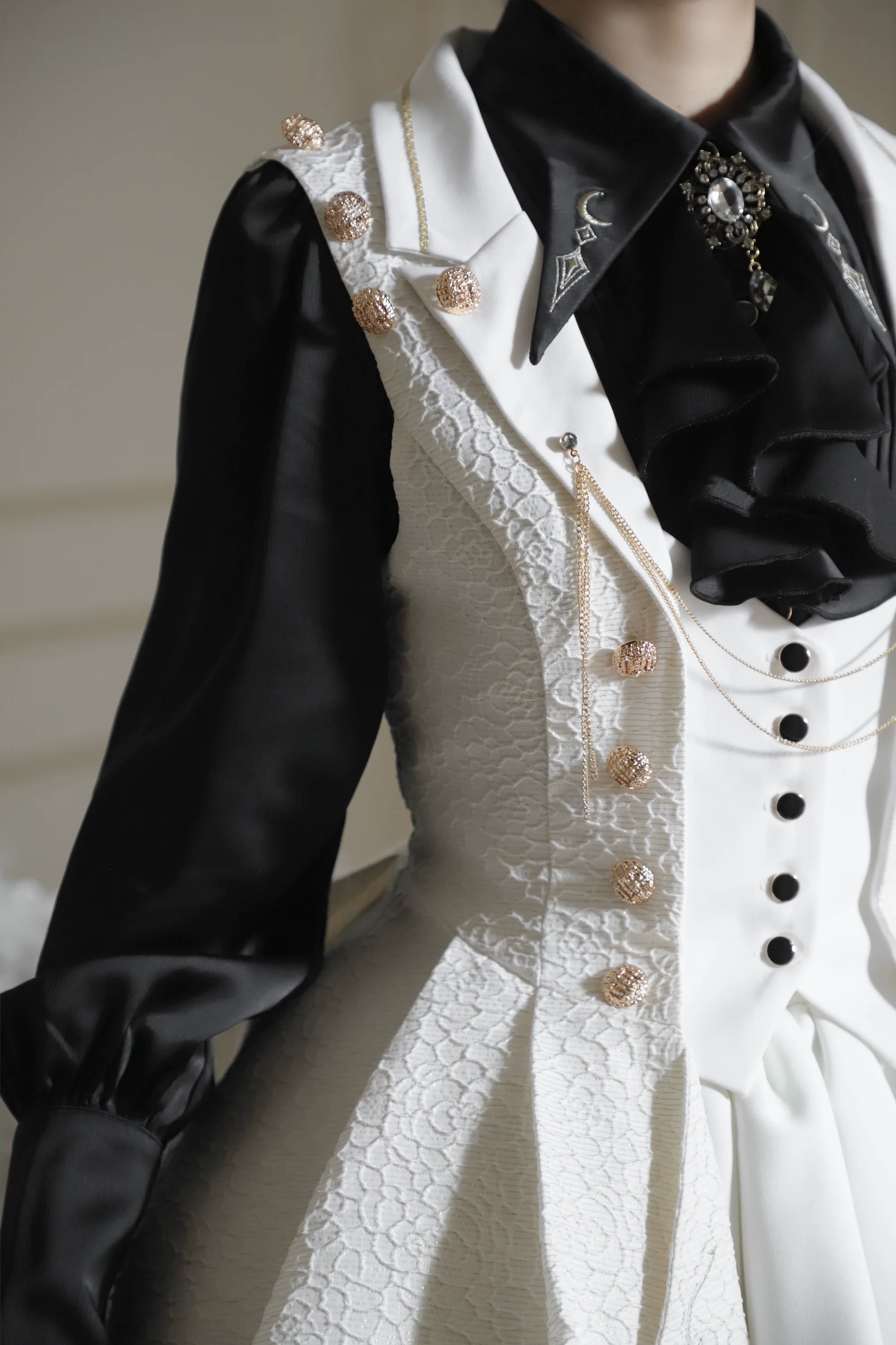 SilentMars - Fallen Moon Rule - Military Lolita Shirt Set Retro Knight Style Blouse - Image 24
