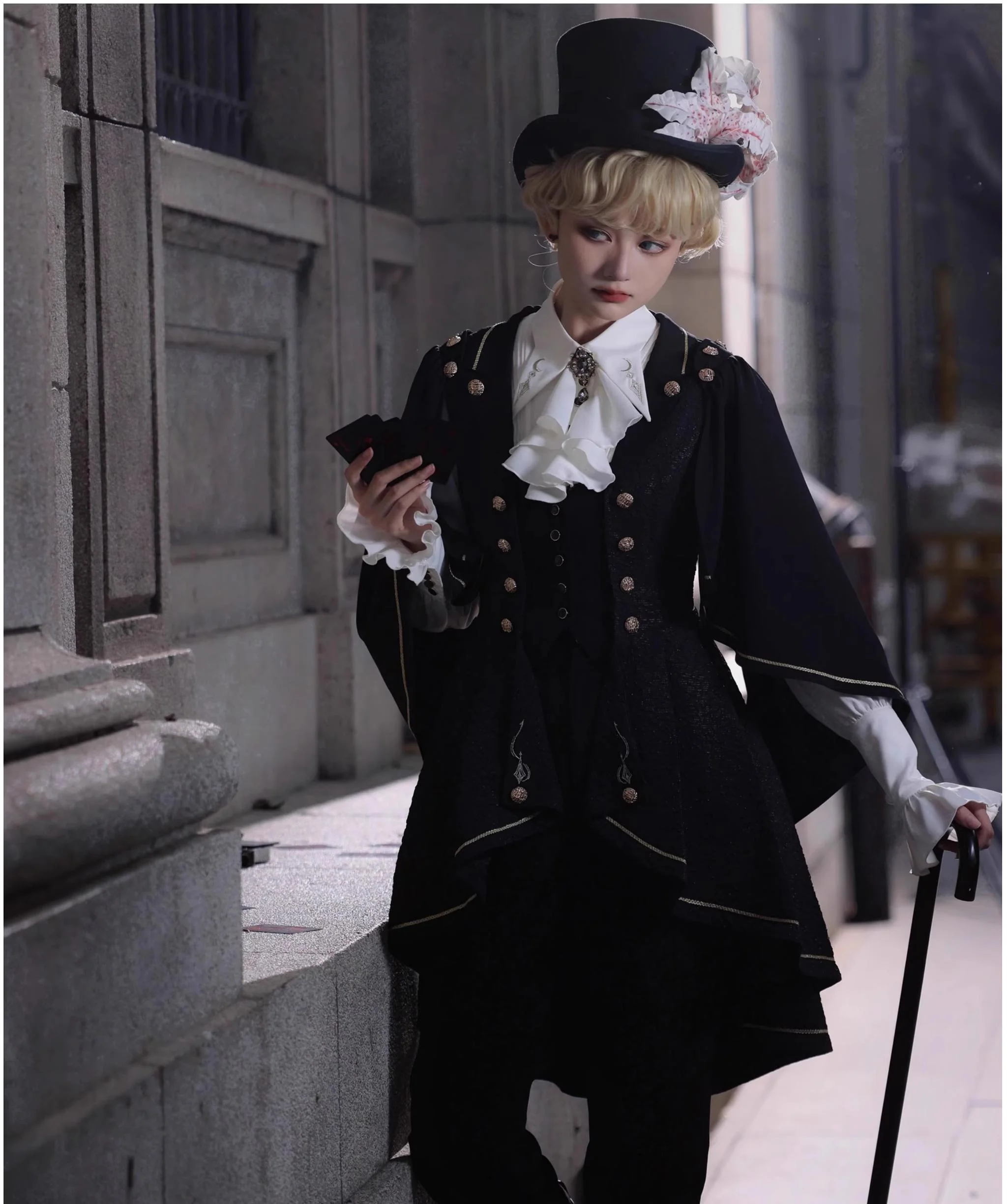 SilentMars - Fallen Moon Rule - Military Lolita Shirt Set Retro Knight Style Blouse - Image 26