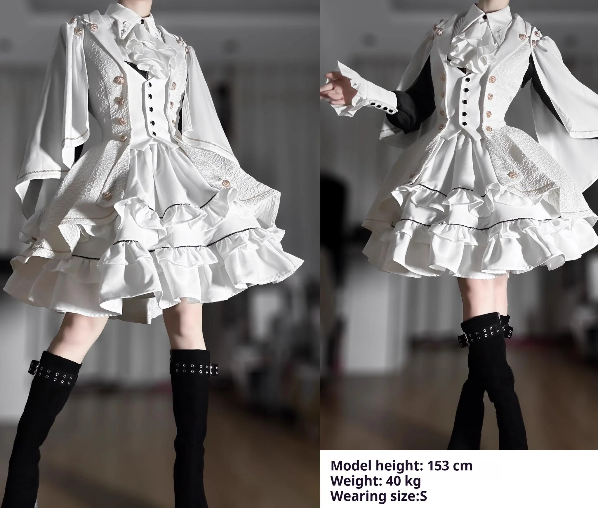 SilentMars - Fallen Moon Rule - Military Lolita Shirt Set Retro Knight Style Blouse - Image 31