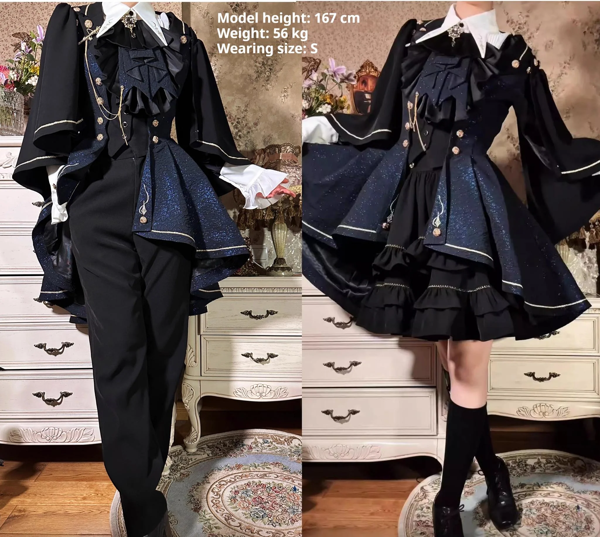 SilentMars - Fallen Moon Rule - Military Lolita Shirt Set Retro Knight Style Blouse - Image 34