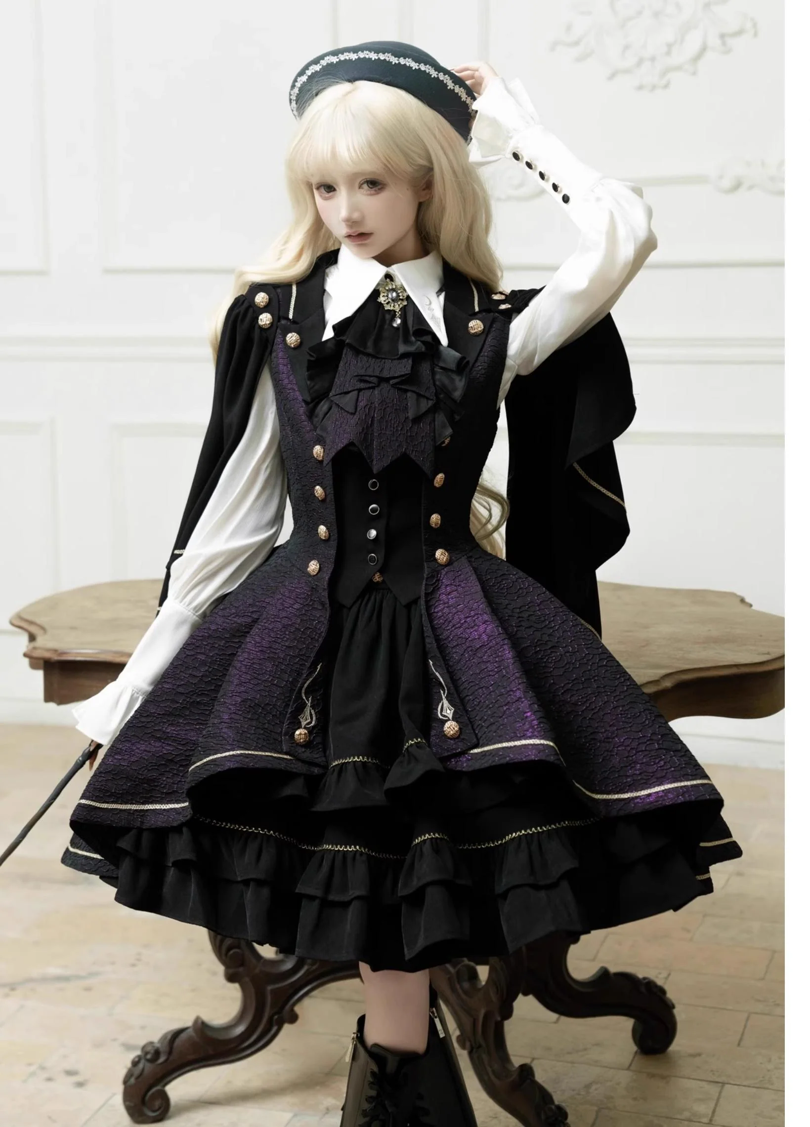 SilentMars - Fallen Moon Rule - Military Lolita Shirt Set Retro Knight Style Blouse - Image 36