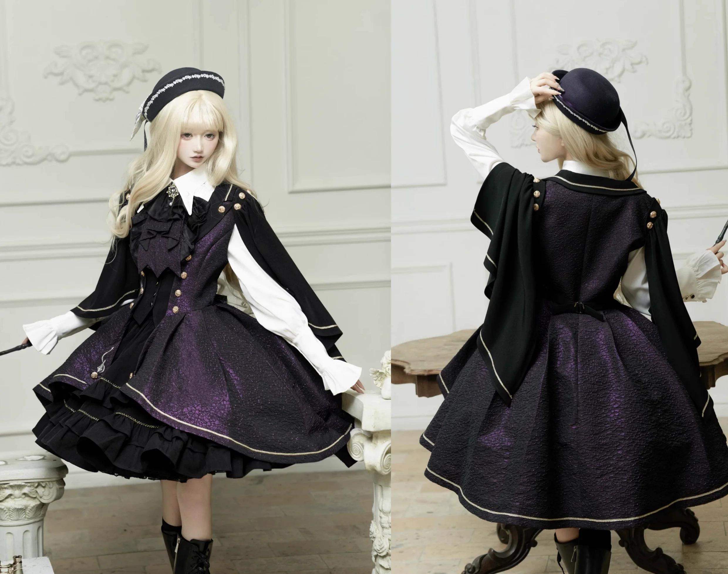 SilentMars - Fallen Moon Rule - Military Lolita Shirt Set Retro Knight Style Blouse - Image 37