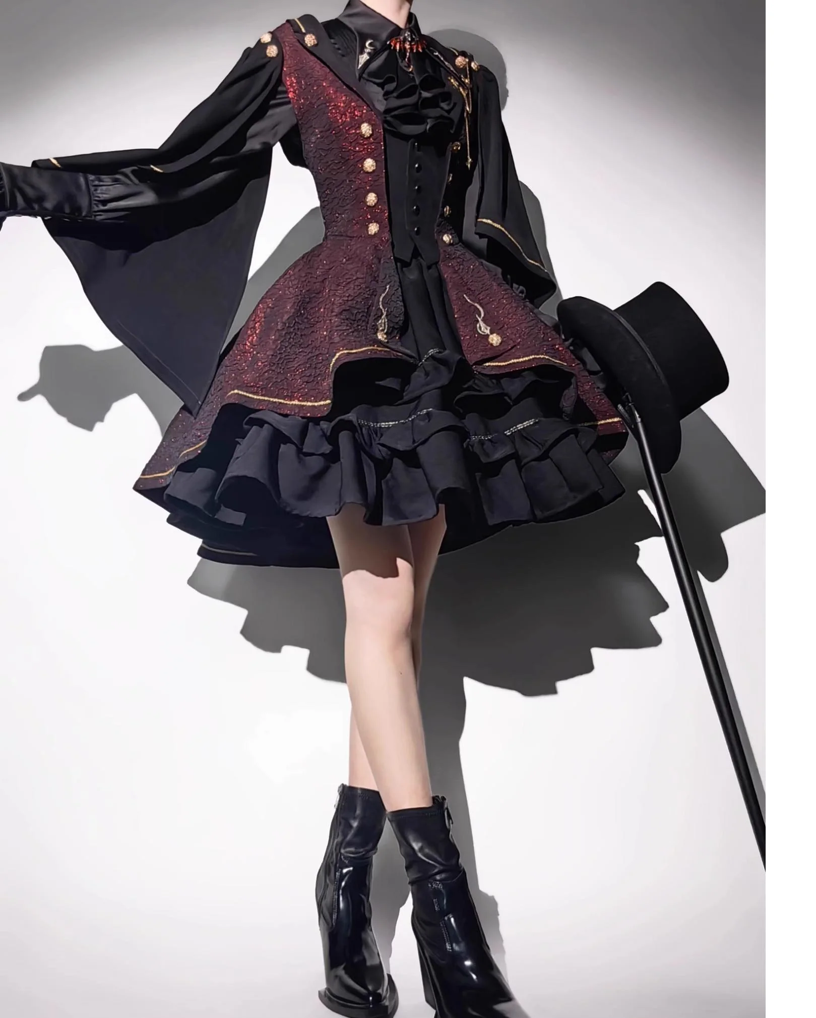 SilentMars - Fallen Moon Rule - Military Lolita Shirt Set Retro Knight Style Blouse - Image 4